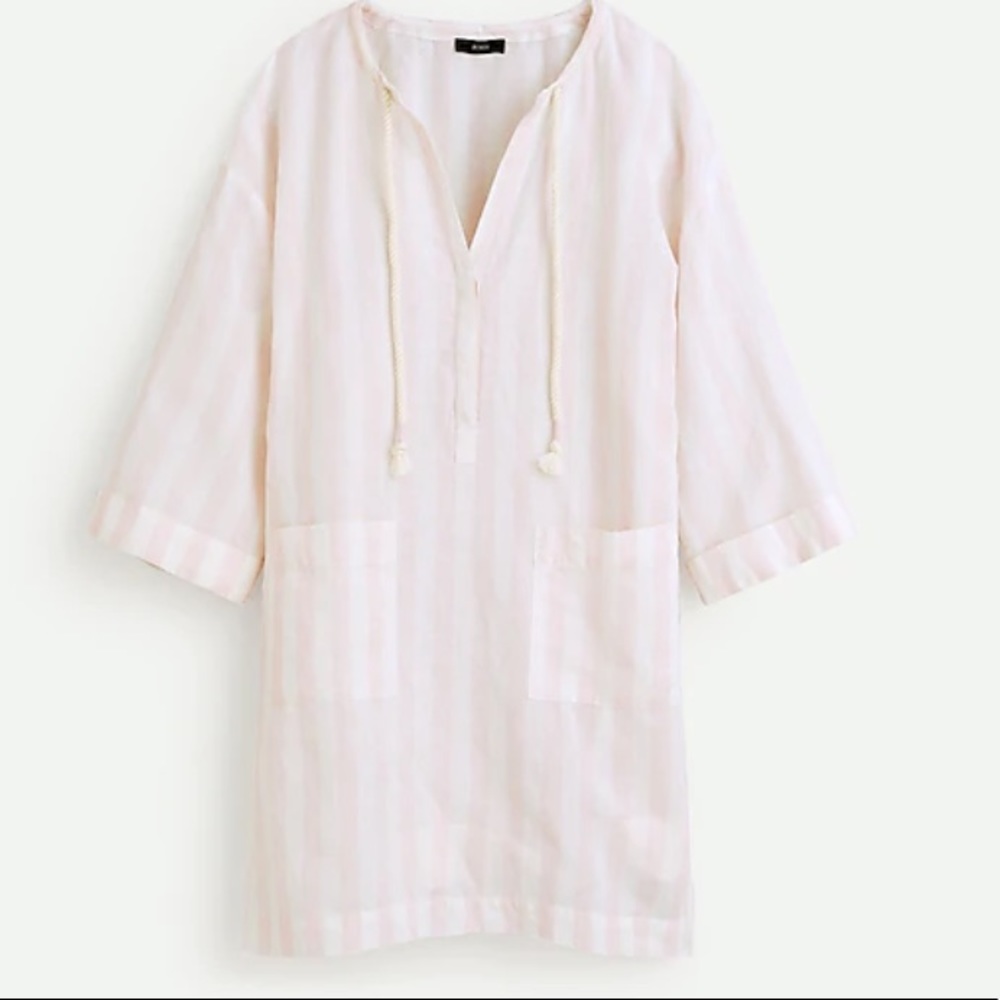 J.Crew • Cotton-Linen V-Neck Beach Tunic in Stripe